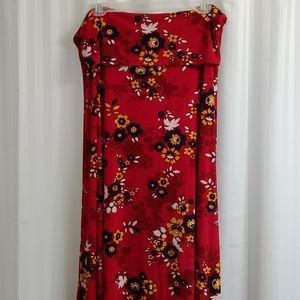 Lularoe maxi skirt red floral size lg